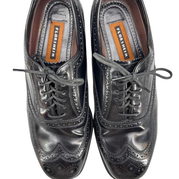 Florsheim Lexington Black Leather Wingtip Oxford Dress Shoe Men 8.5 3E - Picture 6 of 10